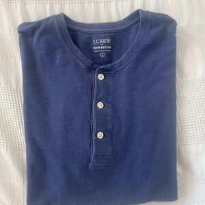 J. Crew Large Men’s Short Sleeve Blue Slub Cotton Henley